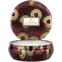 Voluspa - Japonica Collection - 3 Wick Candle In Decorative Tin -Purish Sales Store 3 wick candle in decorative tin goji tarocco orange