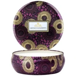 Voluspa - Japonica Collection - 3 Wick Candle In Decorative Tin -Purish Sales Store 3 wick candle in decorative tin santiago huckleberry