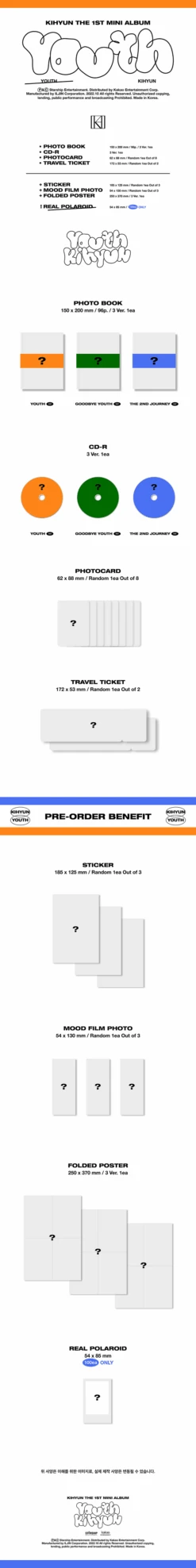 KIHYUN (MONSTA X) - Youth / 1st Mini Album -Purish Sales Store KIHYUN MONSTA X Youth 1st Mini Album extended