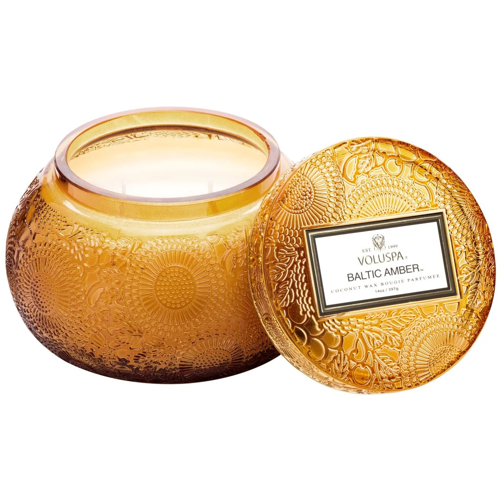 Voluspa - Japonica Collection - Chawan Bowl 2 Wick Embossed Glass Candle 3 Voluspa - Japonica Collection - Chawan Bowl 2 Wick Embossed Glass Candle