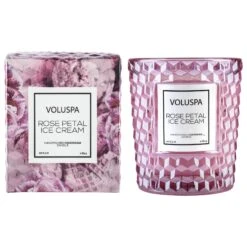 Voluspa - Roses Collection - Classic Texturized Glass Candle -Purish Sales Store roses classic rose petal