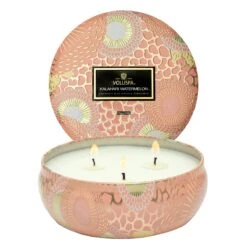 Voluspa - Japonica Collection - 3 Wick Candle In Decorative Tin -Purish Sales Store voluspa kalahari watermelon 3 wick tin candle