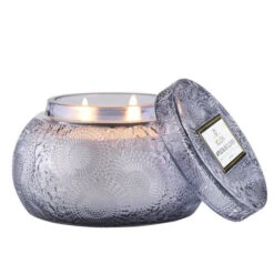 Voluspa - Japonica Collection - Chawan Bowl 2 Wick Embossed Glass Candle 24 Voluspa - Japonica Collection - Chawan Bowl 2 Wick Embossed Glass Candle -Purish Sales Store voluspa apple blue glass