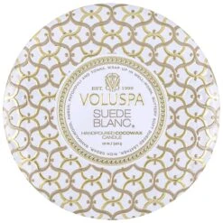 Voluspa - Maison Blanc Collection - 3 Wick Tin Candle -Purish Sales Store voluspa suede blanc